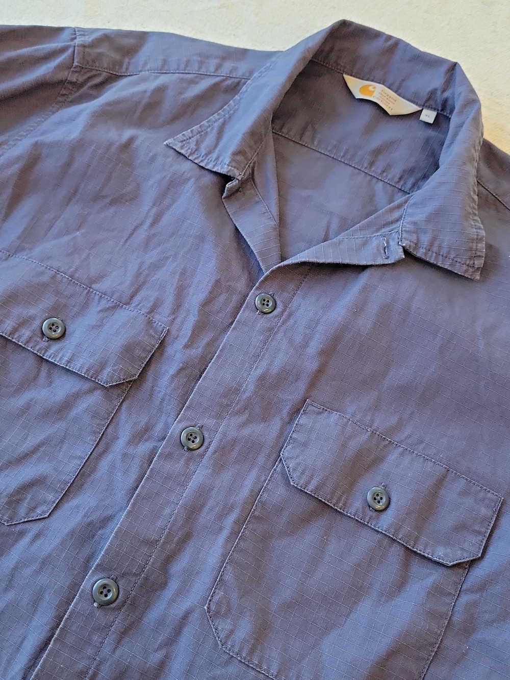 Carhartt Shirt Men's XL Rugged Outdoor Wear Navy Blue Button Up Long Sleeve